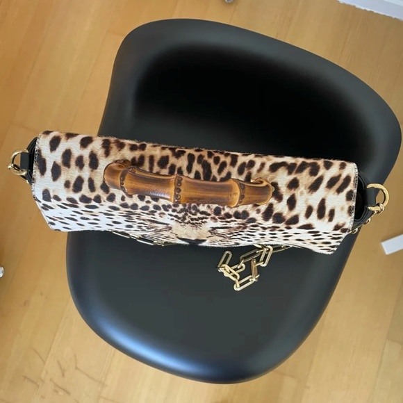 GUCCI  Leopard head  Ponyhair chain bag - Picture 6 of 12